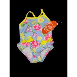 BEAUTIFUL NEW WITH TAGS RUFFLE‎ & BOW SWIMSUIT Wonder Nation GIRLS 3-6M